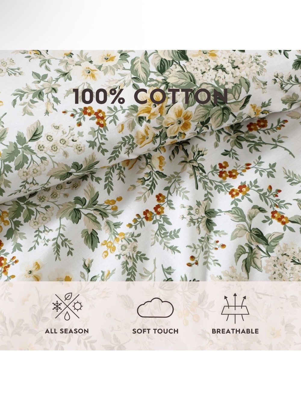 New Laura Ashley White Floral Comforter Set with Green Accents full and Queen. - Picture 3 of 5